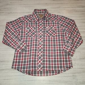 Wrangler Retro Western Shirt Long Sleeve Button Up Youth Red Boys Size Small A3